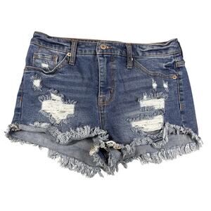 Mossimo Supply Co Jean Shorts Womens 6 High Rise Distressed Frayed Hem Denim